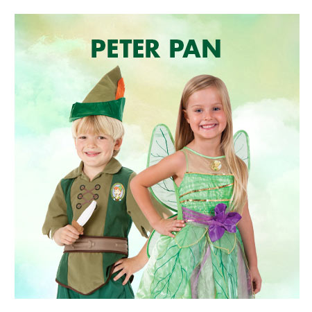 Captain Hook, Peter Pan and Tinker Bell from J.M. Barrie's Peter Pan are fun costumes for kids to wear for Book Week 2023. Check out the range at Costume Super Centre Australia