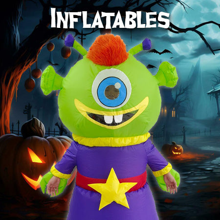 Supersize the fun this Halloween 2023 with an inflatable costume! From dinosaurs to Penguins, an Alien or a Magic 8 Ball, there's lots of inflatable costumes to choose from at Costume Super Centre Australia