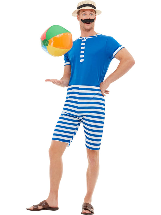Buy 1920s Blue & White Bathing Suit Costume for Adults from Costume Super Centre AU