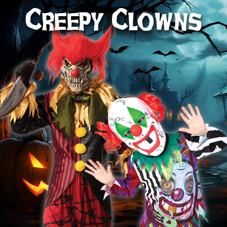 They're meant to be fun, but there's something super creepy about clowns, especially these ones! Make Halloween 2023 a laughing screamfest with these Creepy Clown costumes at Costume Super Centre Australia