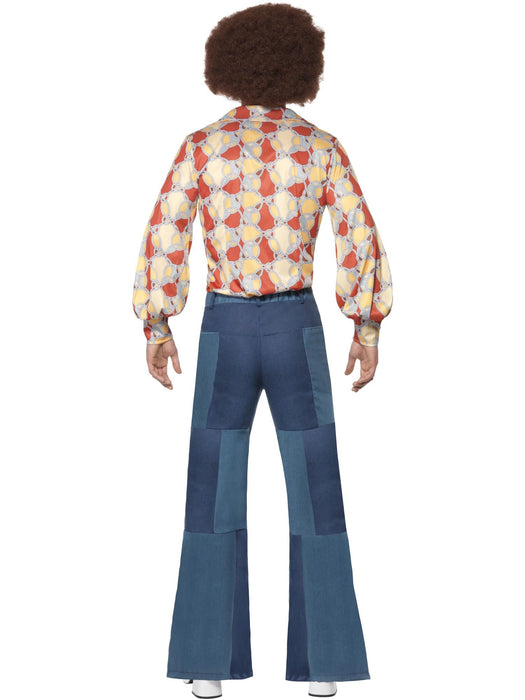 Buy 70s Blue Patchwork Flares for Adults from Costume Super Centre AU