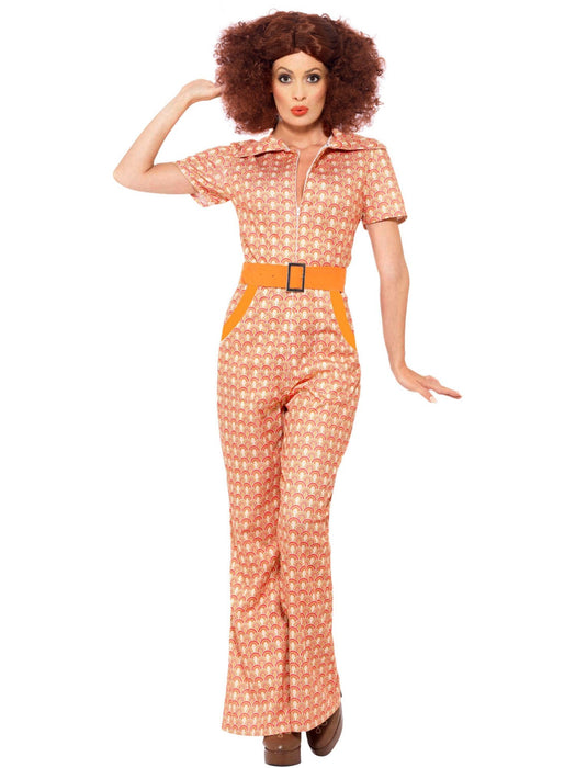 Buy 70s Chic Orange Jumpsuit Costume for Adults from Costume Super Centre AU