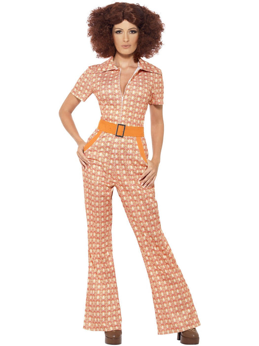 Buy 70s Chic Orange Jumpsuit Costume for Adults from Costume Super Centre AU