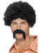 Buy 70s Disco Dirtbag Black Wig & Moustache Set for Adults from Costume Super Centre AU
