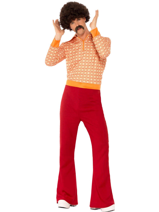 Buy 70s Guy Orange & Red Costume for Adults from Costume Super Centre AU