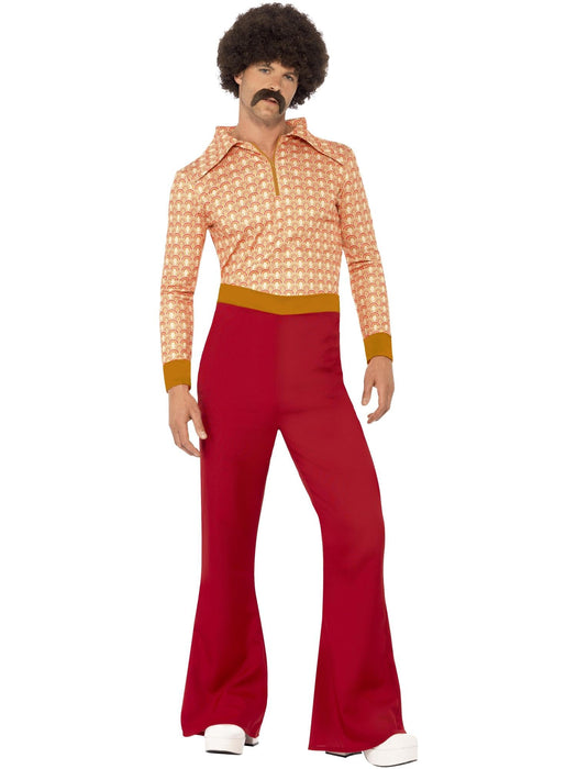 Buy 70s Guy Orange & Red Costume for Adults from Costume Super Centre AU
