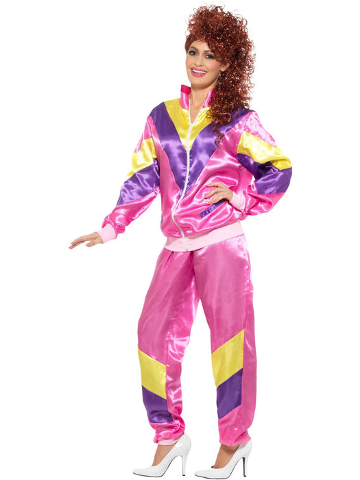 Buy 80s Height of Fashion Womens Pink Shell Suit Costume for Adults from Costume Super Centre AU