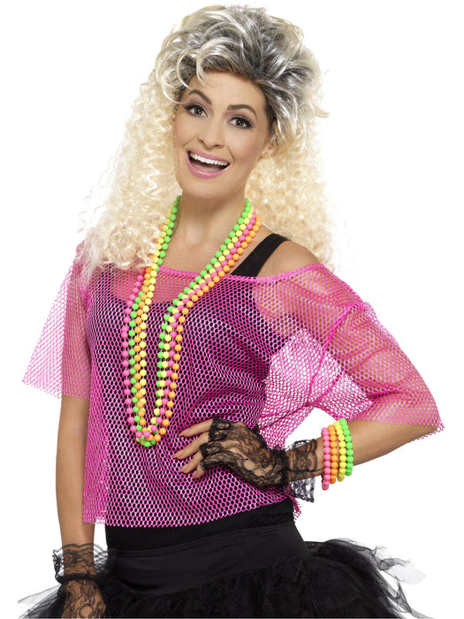 Buy 80s Neon Pink Fishnet Top for Adults from Costume Super Centre AU