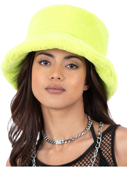 Buy 90s Furry Neon Green Bucket Hat for Adults from Costume Super Centre AU