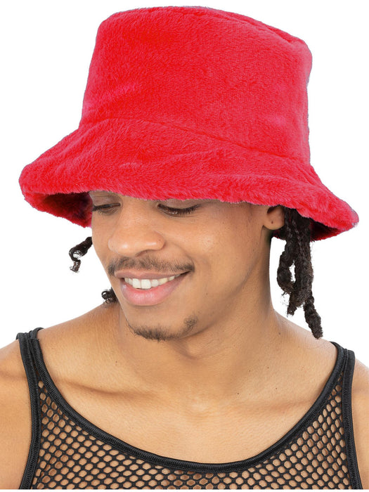 Buy 90s Furry Red Bucket Hat for Adults from Costume Super Centre AU