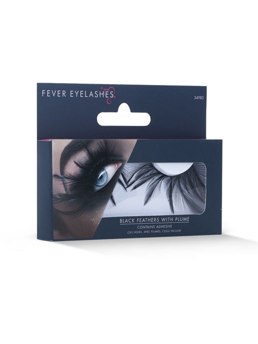 Buy Black False Eyelashes with Feather Plumes for Adults from Costume Super Centre AU