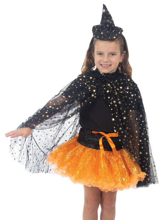 Buy Black & Gold Star Witch's Cape for Kids from Costume Super Centre AU