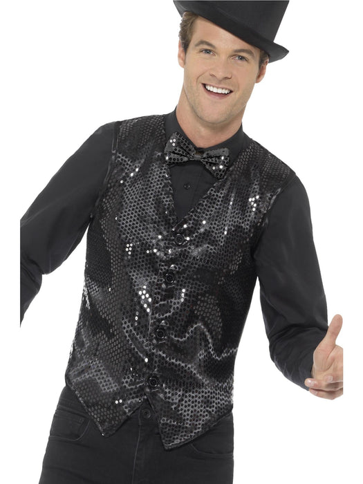 Buy Black Sequin Waistcoat for Adults from Costume Super Centre AU