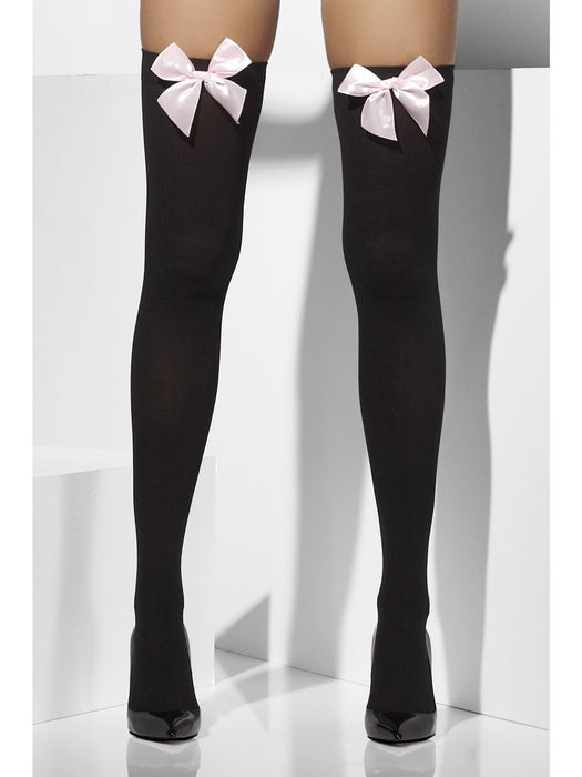 Buy Black Thigh-High Tights with Pink Bows for Adults from Costume Super Centre AU