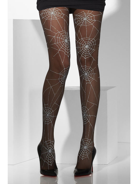 Buy Black Tights with Spider Web Print for Adults from Costume Super Centre AU