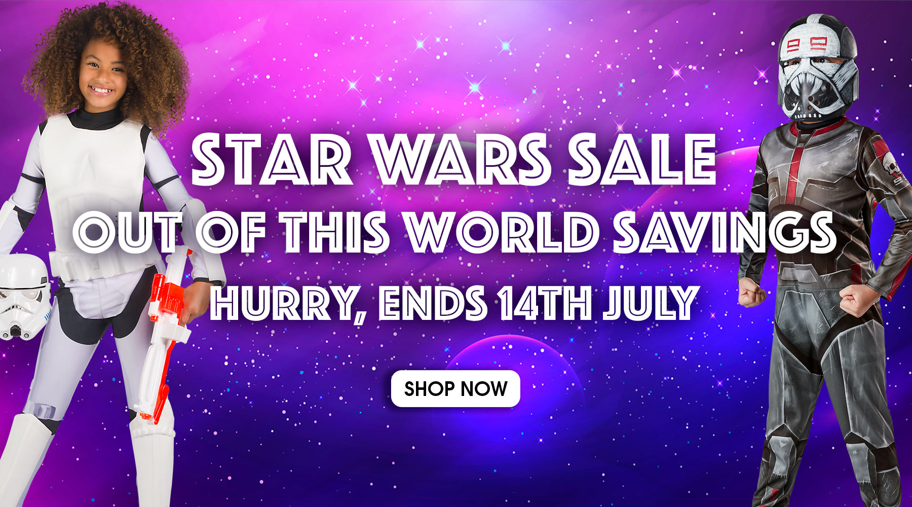 Star Wars Sale on at Costume Super Centre! Grab a bargain on official Star Wars costumes & accessories. Hurry ends 14th July 2026