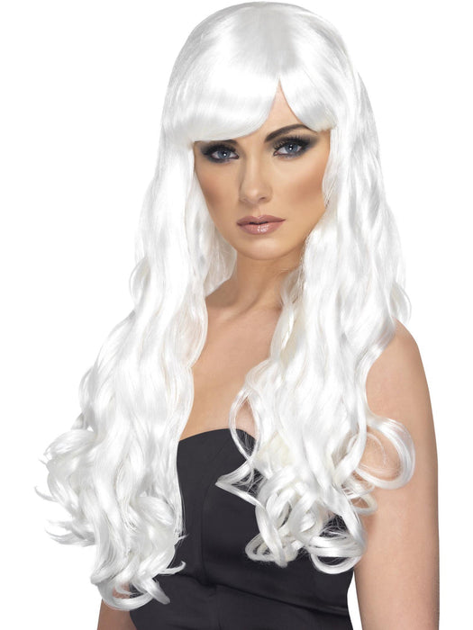 Buy Desire Long Curly Wig with Fringe for Adults - White from Costume Super Centre AU