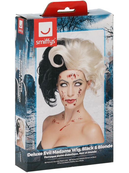 Buy Evil Madame Black & White Wig for Adults from Costume Super Centre AU