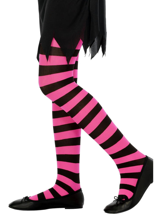 Buy Fuchsia and Black Striped Tights for Kids from Costume Super Centre AU