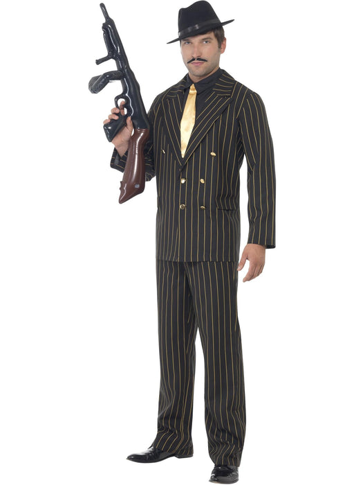 Buy Gangster Black & Gold Pinstripe Suit Costume for Adults from Costume Super Centre AU