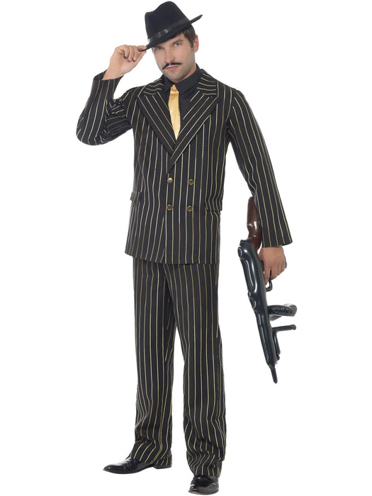 Buy Gangster Black & Gold Pinstripe Suit Costume for Adults from Costume Super Centre AU