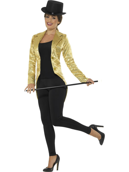 Buy Gold Sequin Ladies Tailcoat Jacket for Adults from Costume Super Centre AU