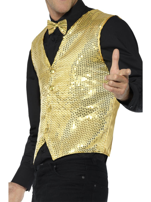 Buy Gold Sequin Waistcoat for Adults from Costume Super Centre AU