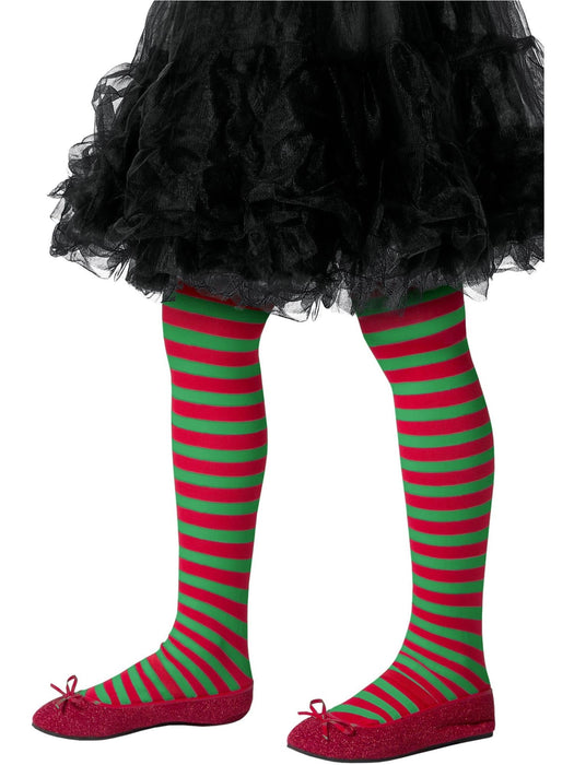 Buy Green and Red Striped Tights for Kids from Costume Super Centre AU