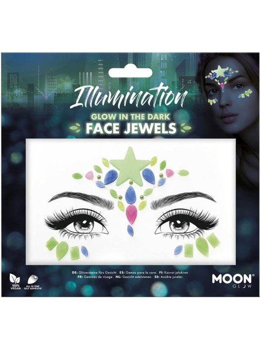 Buy Illumination Glow in the Dark Face Jewels - Moon Glow from Costume Super Centre AU