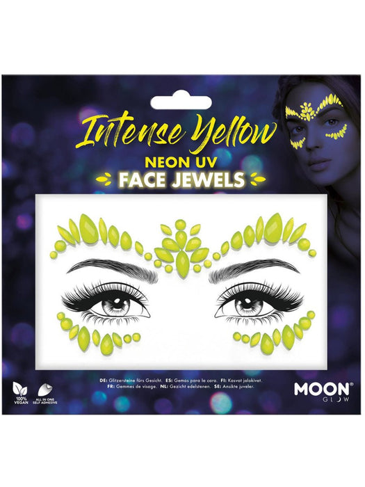 Buy Intense Yellow Glow in the Dark Face Jewels - Moon Glow from Costume Super Centre AU