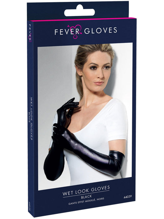 Buy Long Black Wet-Look Gloves for Adults from Costume Super Centre AU