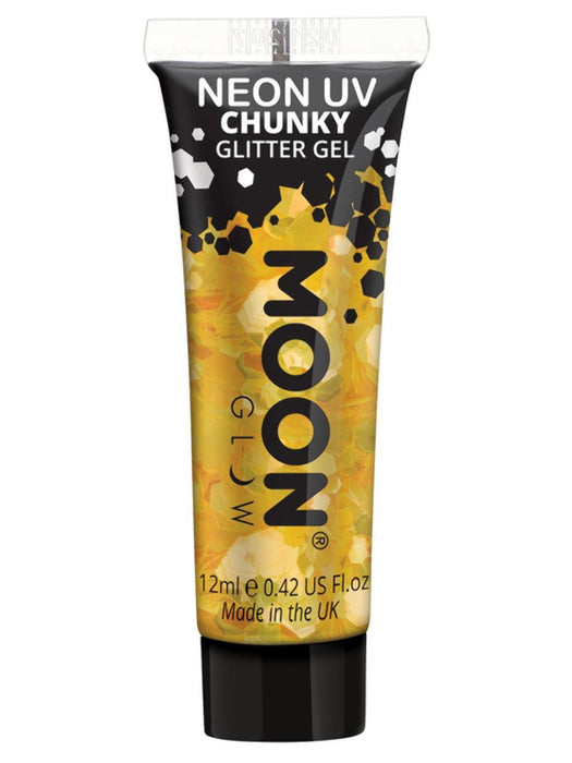 Buy Neon UV Reactive Chunky Glitter Gel Gold - Moon Glow from Costume Super Centre AU