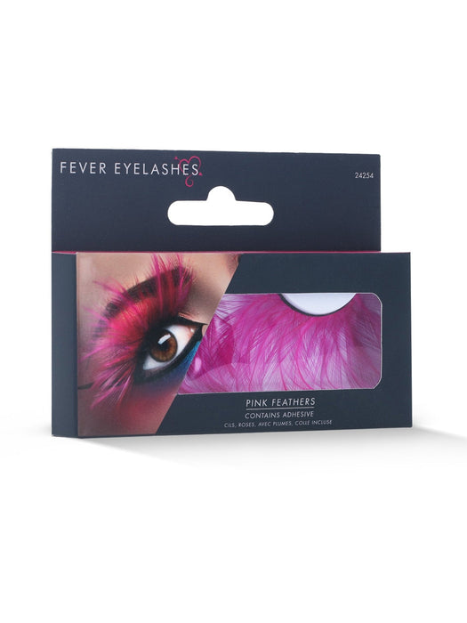 Buy Pink False Eyelashes with Feather Plumes for Adults from Costume Super Centre AU