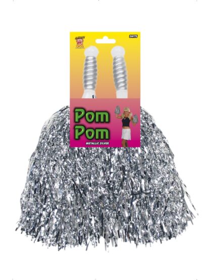 Buy Pom Poms - Metallic Silver from Costume Super Centre AU