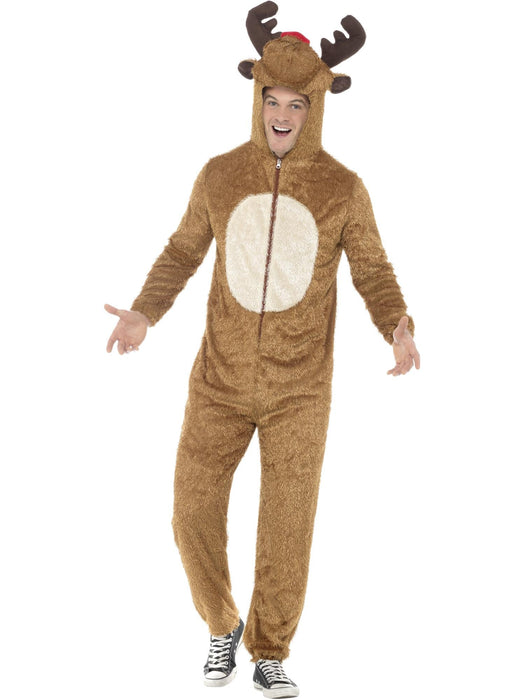 Buy Reindeer Plush Hooded Onesie Costume for Adults from Costume Super Centre AU