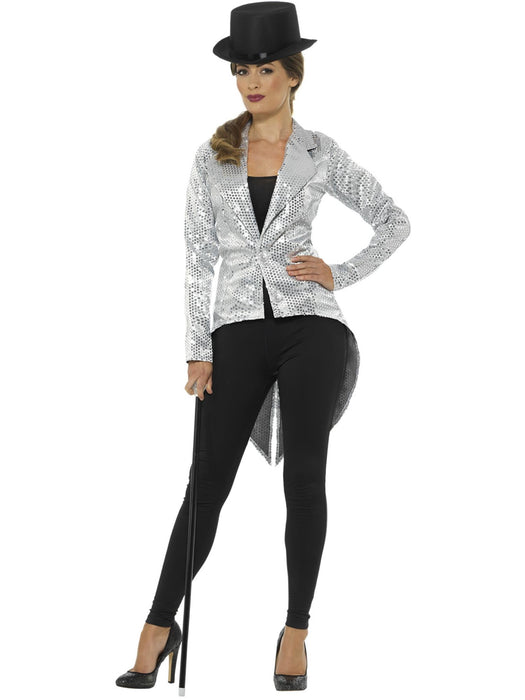 Buy Silver Sequin Ladies Tailcoat Jacket for Adults from Costume Super Centre AU