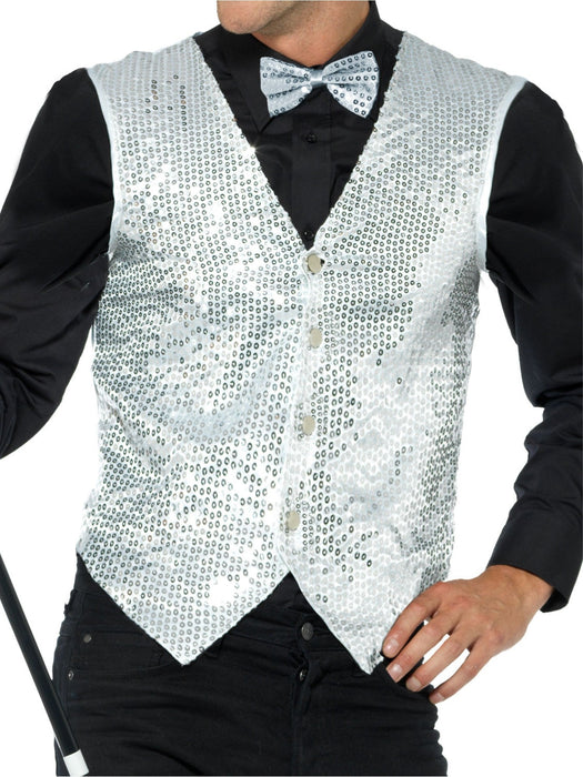 Buy Silver Sequin Waistcoat for Adults from Costume Super Centre AU