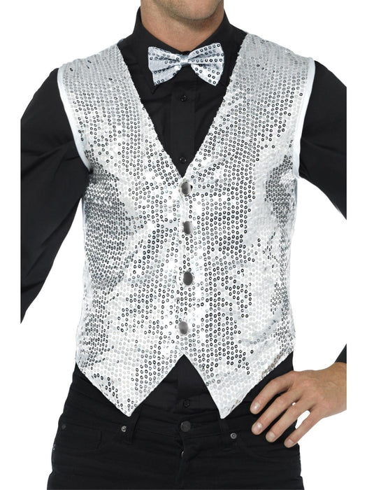 Buy Silver Sequin Waistcoat for Adults from Costume Super Centre AU