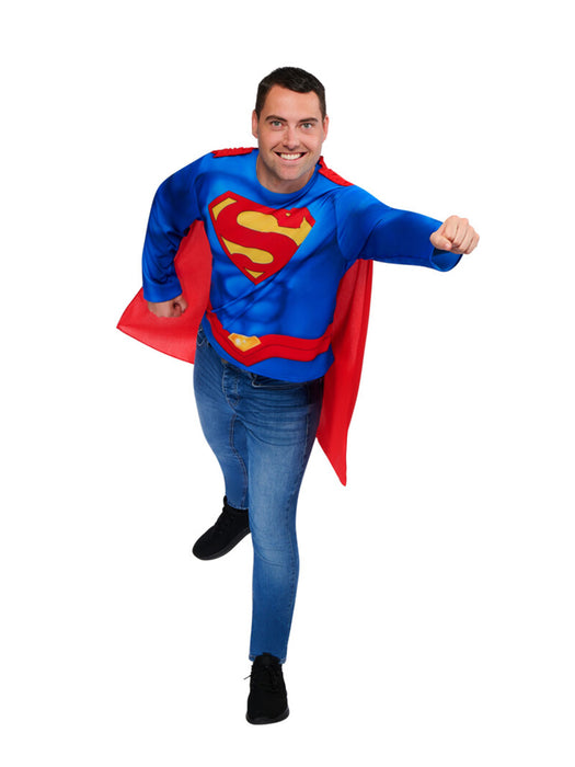Buy Superman Costume Top & Cape for Adults - DC Comics from Costume Super Centre AU