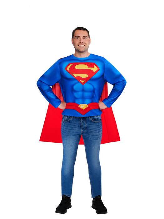 Buy Superman Costume Top & Cape for Adults - DC Comics from Costume Super Centre AU