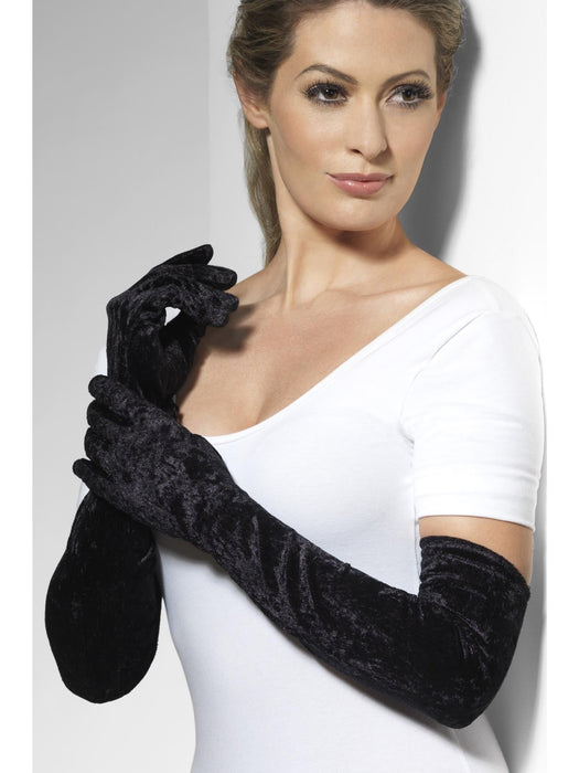 Buy Velvelteen Black Gloves for Adults from Costume Super Centre AU