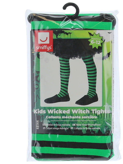 Buy Wicked Witch Green and Black Striped Tights for Kids from Costume Super Centre AU