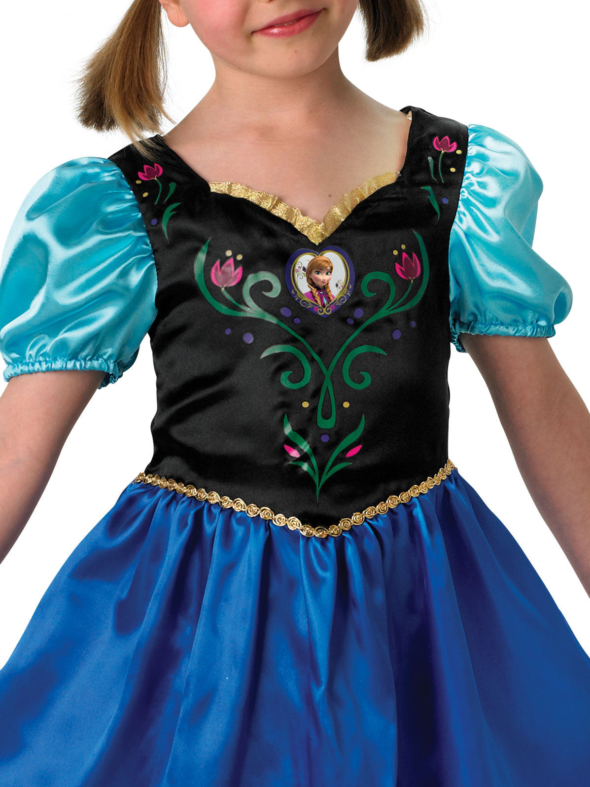 Disney Anna Classic Costume For Kids - Dress With Cape, Brooch, And Sash Belt (Officially Licensed)