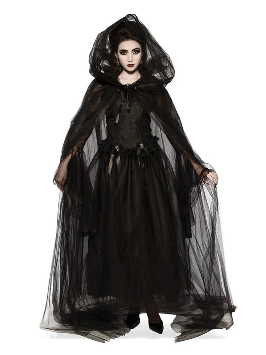 Black Full Length Hooded Adult Cape | Costume Super Centre AU