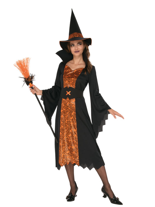Buy Orange & Black Witch Costume for Adults from Costume Super Centre AU