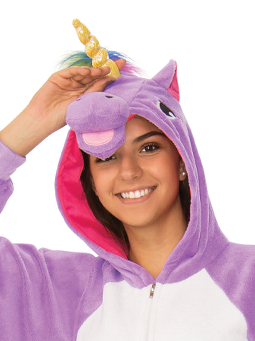 Buy Purple Unicorn Hooded Onesie Costume for Adults from Costume Super Centre AU