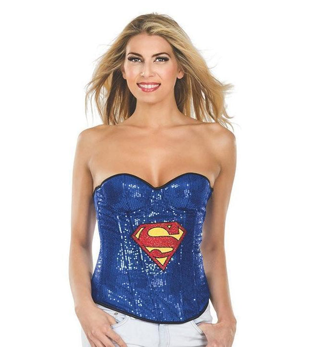 Supergirl Sequin Adult Corset | Costume Super Centre AU