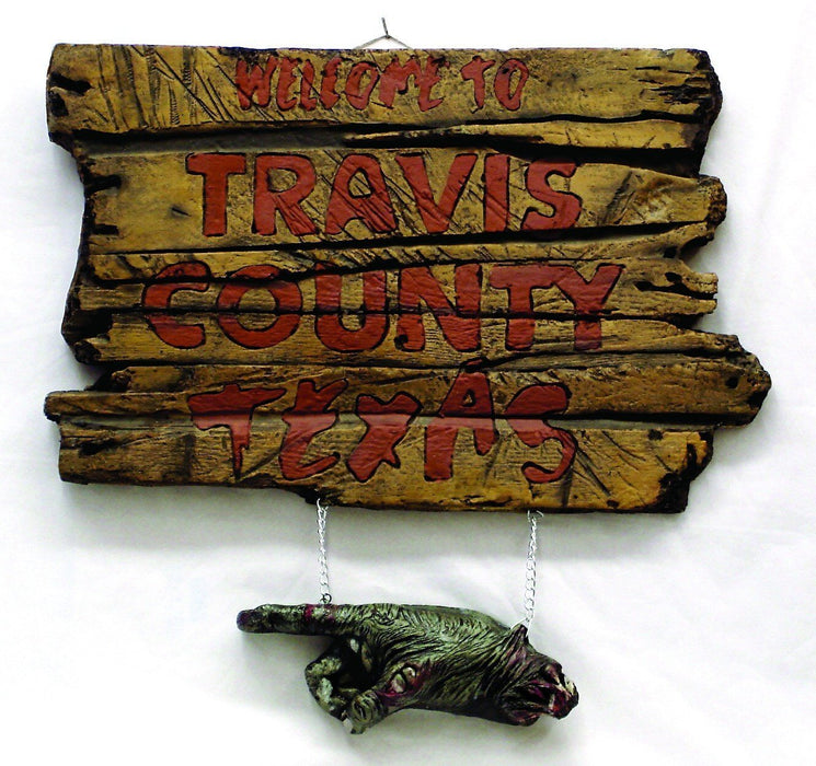 Buy Texas Chainsaw Massacre - Leatherface Travis County Texas Sign from Costume Super Centre AU